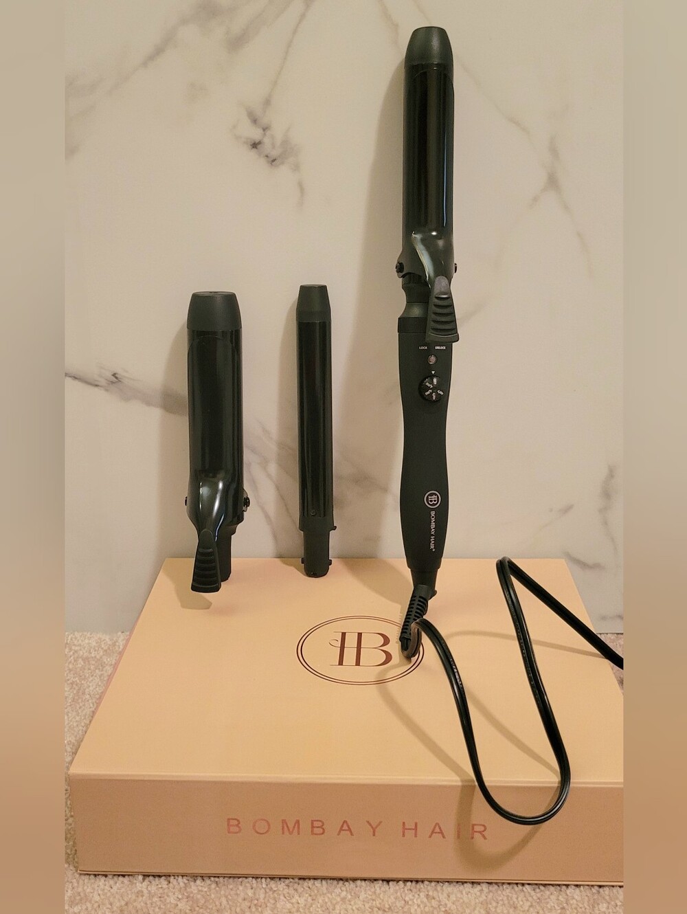 Bombay Hair 3-Piece Interchangeable Curling Wand Set Black Sizes 0.5", 1", 1.25"
